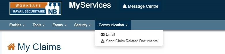 Accessing secure email from MyServices (the above example is using a fictitious user account).